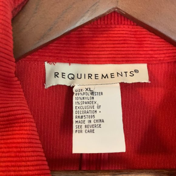 Requirements Red Corduroy Blazer, in Women's Size XL - Picture 5 of 8